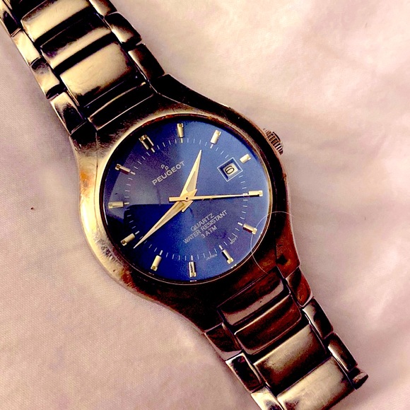 Mens Peugeot Watch Stainless steel with beautiful blue face. Nice looking!Silver - Picture 2 of 7